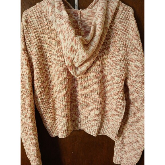 SO Goods For Life WOMENS Med  Long Sleeve Hoodie Cropped Pink/White Marle NWT - Picture 7 of 16